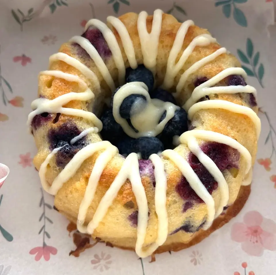 Torta de arandanos y limon sin gluten y sin azucar porción